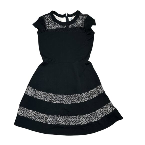 Black Lace Fit & Flare Cocktail Dress Medium Petite MP Party Goth NY Collection - Picture 1 of 7